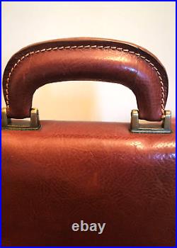 NEW Made in Italy Natural Leather Hand-Made Mens Brown Briefcase Portfolio Bag