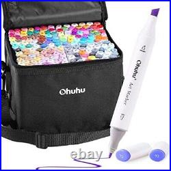 NEW Ohuhu 160 Color Alcohol Marker pen Set With Blender Pen Carrying case anime