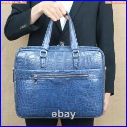 Navy Blue Cro alli. Leather skin document bag, briefcase bag laptop bag for men