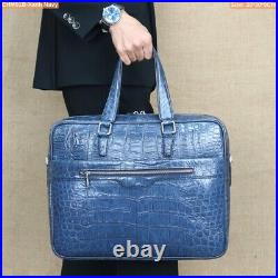 Navy Blue Cro alli. Leather skin document bag, briefcase bag laptop bag for men