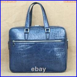 Navy Blue Cro alli. Leather skin document bag, briefcase bag laptop bag for men