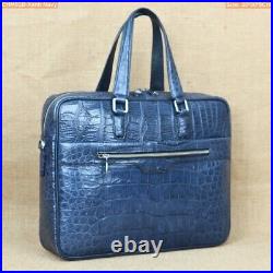 Navy Blue Cro alli. Leather skin document bag, briefcase bag laptop bag for men