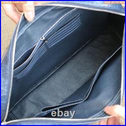 Navy Blue Cro alli. Leather skin document bag, briefcase bag laptop bag for men