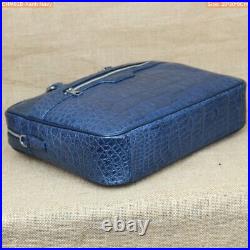 Navy Blue Cro alli. Leather skin document bag, briefcase bag laptop bag for men