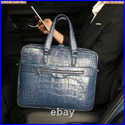 Navy Blue Cro alli. Leather skin document bag, briefcase bag laptop bag for men