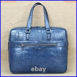 Navy Blue Cro alli. Leather skin document bag, briefcase bag laptop bag for men