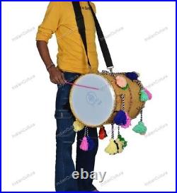 New Instrument musical Gujrati Kcchi Sheesham Bhangra Dhol Indian Dhol With Bag