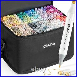 New Ohuhu Art Marker 200 colors Double Tipped Blender Pen withCarrying Case F/S
