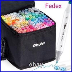 Ohuhu 120 Color Marker Set Chisel Fine Dual Tips & Carrying Case & 1 Blender Pen