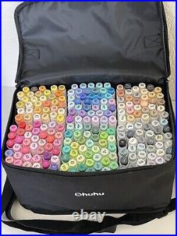Ohuhu 216 Colors Alcohol Markers Dual Tips (Brush tip & Chisel tip) + carry case