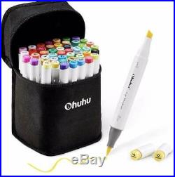 Ohuhu Art Brush Marker 72 colors Double Tipped Blender Pen Carrying Case #48
