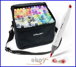 Ohuhu Illustration Marker 120 Colors Brush Type With Blender Pen & Carrying Case
