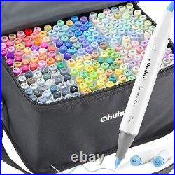 Ohuhu Illustration Marker 216 Pastel Colors & Blender Pen With Carrying Case New
