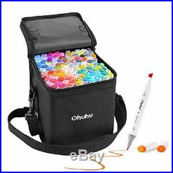 Ohuhu Marker Pen 100 Colors Oil-based Marker Thick Both Ends with Carrying Case
