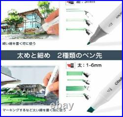 Ohuhu Marker Pen 120 Colorpen Set For Comic With Blender Pen & Carrying Case