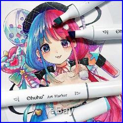 Ohuhu Marker Pen 72 Color Comic Oily Alcohol Marker With Carrying Case JP