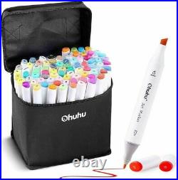 Ohuhu Marker Pen 80 Color Set For Comics Illustration With Carrying Case Black