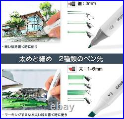 Ohuhu Marker Pen 80 colors, oil-based, with thick and thin ends carrying case