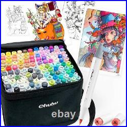 Ohuhu illustration Marker 120 Color Brush Type Blender Pen Carrying case G553