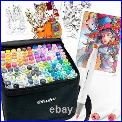 Ohuhu illustration Marker 120 Color Brush Type with Blender Pen Carrying case