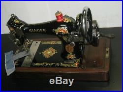 Old Vintage Singer 28/128 Hand Operated Crank Sewing Machine With Carry Case