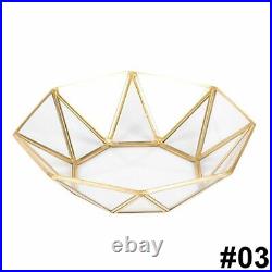 Open Lid Jewelry Ring Box Glass Rectangular Transparent Storage Box With Golden
