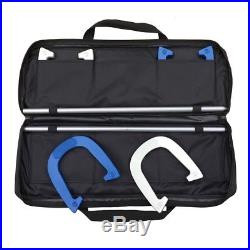 Outdoors Family Fun Game Heavy Duty Crafted Horseshoe Stakes Set w Carrying Case