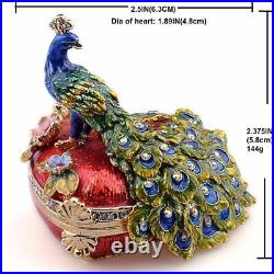 Peacock Trinket Jewelry Boxes Animal Figurine Vintage Decoration Metal Crafts