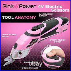 Pink Power Electric Craft Scissors with Hard Carrying Case Compatible with Pink