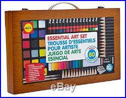 Portable Essential Art Supplies Set Wood Carrying Case Craft Kids Gift New