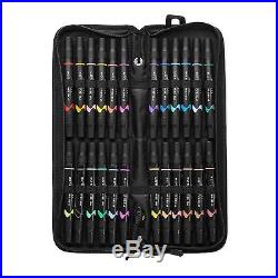 Premier Double-Ended Art Markers Fine and Brush Tip, 24-Count with Carrying Case