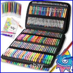 Premium 320 Pack Glitter Gel Pens Non-Toxic, Fine Point with Canvas Carry Case