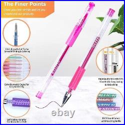 Premium 320 Pack Glitter Gel Pens Non-Toxic, Fine Point with Canvas Carry Case