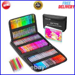 Premium Quality Gel Pens 122 Pack Artist Supplies with Black PU Carrying Case