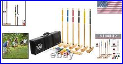 Professional 4 + 6 Player Portable Backyard Croquet Set with Carrying Case