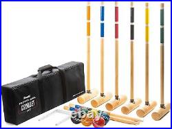 Professional 4 + 6 Player Portable Backyard Croquet Set with Carrying Case