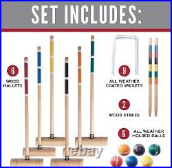 Professional 4 + 6 Player Portable Backyard Croquet Set with Carrying Case