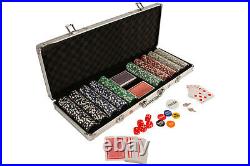 Professional 500 Chip Poker Game Set Carry Brief Case, Casino Style Cards