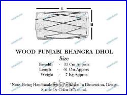Professional Punjabi Mango Wood Bhangra Dhol Teak Production Free Padded Bag