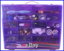 Purple Craft Storage & Carrying Case, Plastic Multiple-Compartment Organizer for