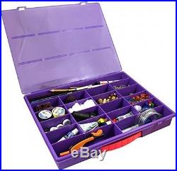 Purple Craft Storage and Carrying Case, Plastic Multiple-Compartment Organizer