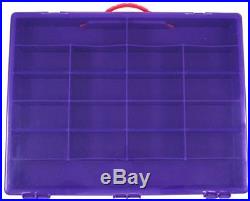 Purple Craft Storage and Carrying Case, Plastic Multiple-Compartment Organizer
