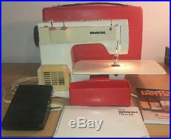Rare Vtg Bernina Record 830 sewing machine withred carry case, manuals&presser feet