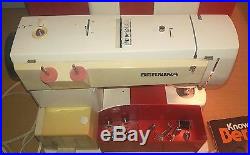 Rare Vtg Bernina Record 830 sewing machine withred carry case, manuals&presser feet