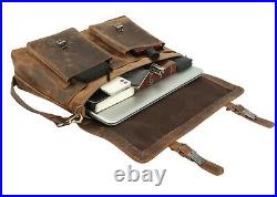Retro Buffalo Hunter Leather Laptop Messenger Office College Briefcase Bag