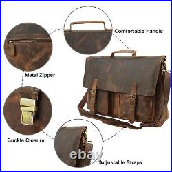 Retro Buffalo Leather Laptop Briefcase Messenger Office computer shoulder Bag