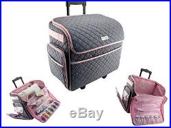 SEWING MACHINE CARRY CASE Rolling Storage Tote Carrying Luggage Travel Bag Pink