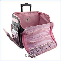 SEWING MACHINE CARRY CASE Rolling Storage Tote Luggage Trolley Travel Bag Pink