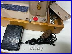 SINGER 201k ELECTRIC FOOT PEDAL OPERATED SEWING MACHINE WITH CARRY CASE