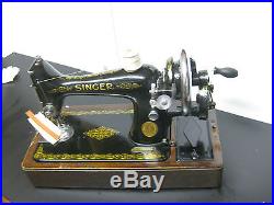 Singer 99k Cast Iron Hand Crank Sewing Machine, Accessories, Carry Case, Serviced